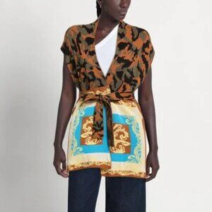 NWT Womens Please (Item- 87) Multicolor Multi Pattern Tunic Cardigan Vest OS